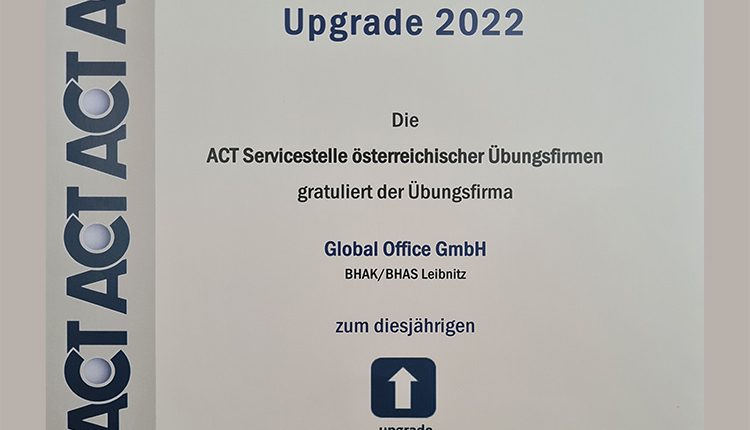 ACT-Auszeichnung „Upgrade your Übungsfirma“ für Global Office GmbH