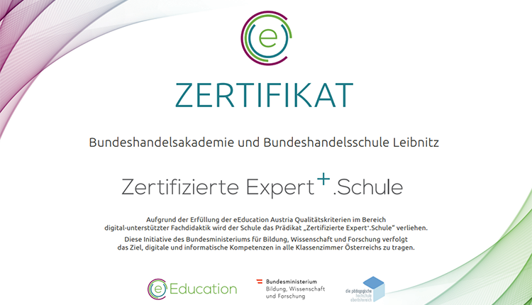 HAK/HAS Leibnitz erhält die Auszeichnunng eEducation Expert plus School